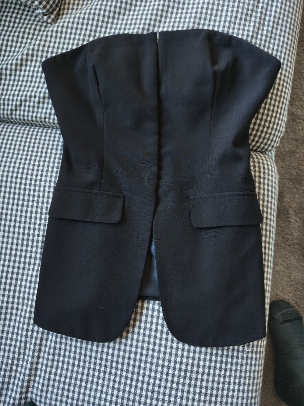 Miss Selfridge Black Strapless Structured Vest Top with Flap Pockets